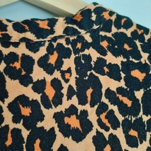 JOE FRESH Cheetah Print Long Sleeve Midi Dress Tan Black Animal Sz XS Flawed - Picture 8 of 12